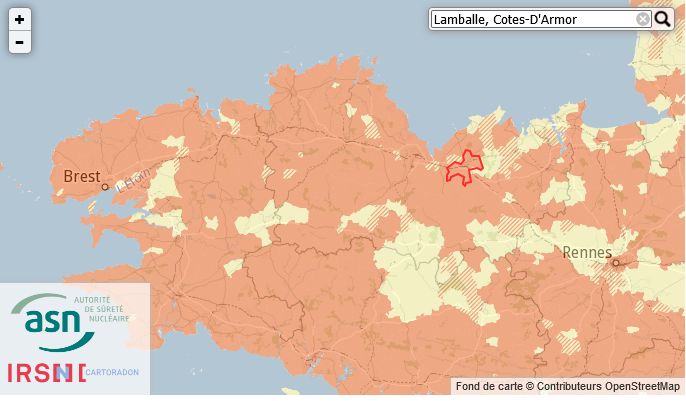Carte du radon dans les Côtes d'Armor